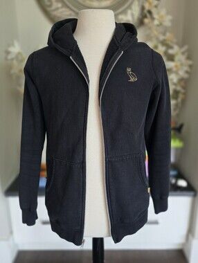 OVO October’s Very Own Gold Owl Full-Zip Hoodie Black Made in Canada L